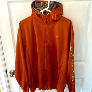 Men’s XL Dark Orange Browning Hoodie with full zipper.